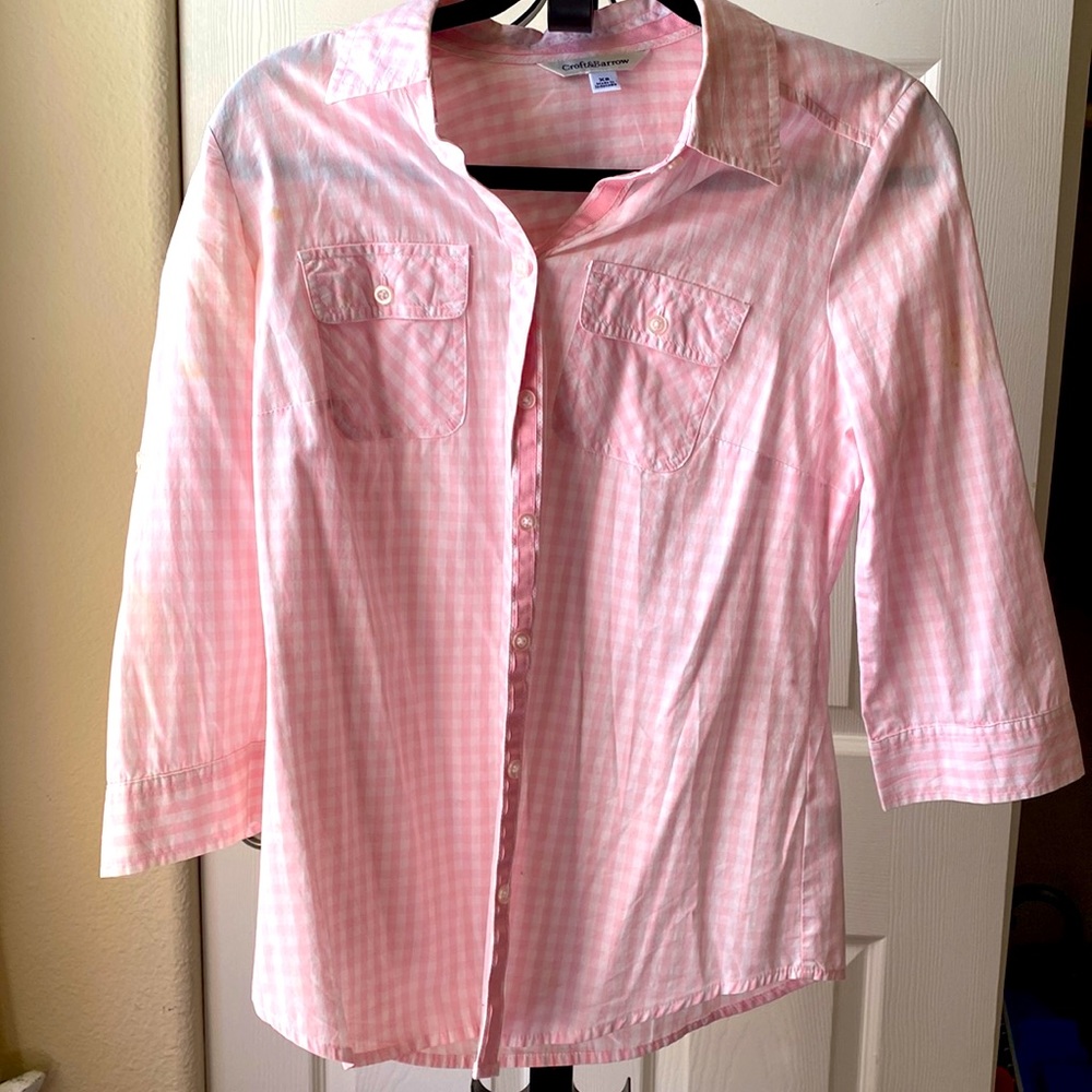 Plaid pink short sleeve top